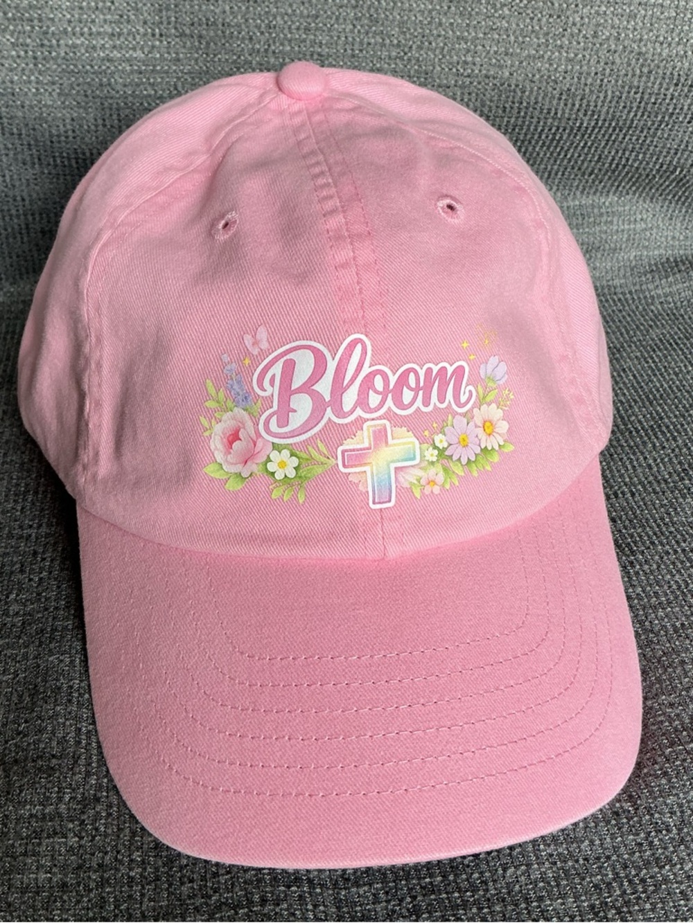 Pink “Bloom” Floral Cross Hat – KC Brands Adjustable Baseball Cap - NWOT